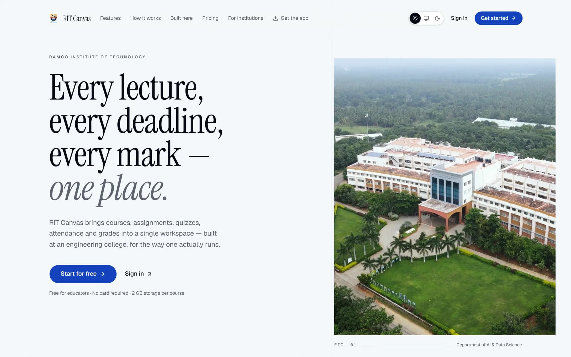 RIT Canvas home page