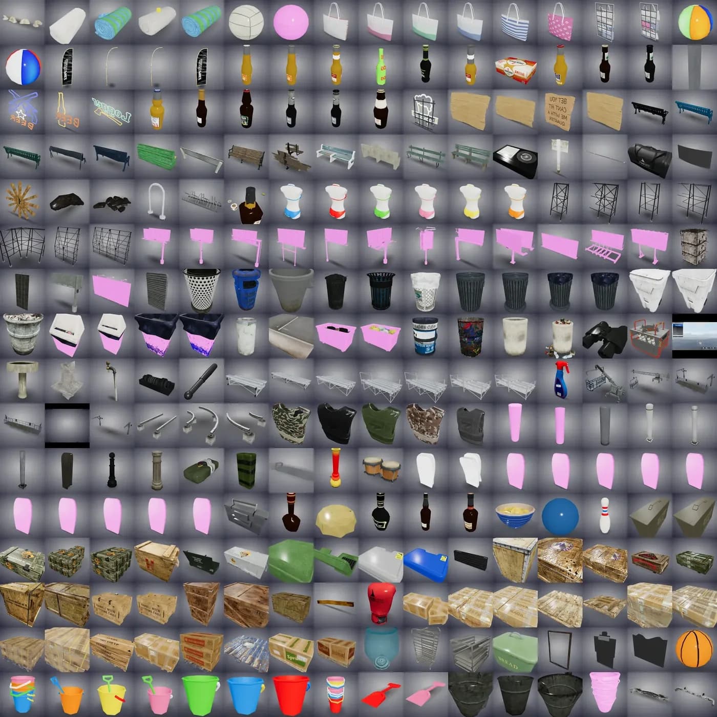 A sheet of prop thumbnails from the map editor catalogue